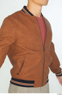 Nathaniel brown leather jacket casual dressed upper body 0008.jpg